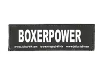 "BOXERPOWER" Large / Small Harness Labels - Set of 2 Labels / patches - JULIUSK9® CANADA