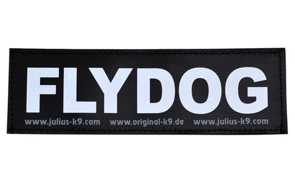 "FLY DOG" Large / Small Harness Labels - Set of 2 Labels / patches - JULIUSK9® CANADA