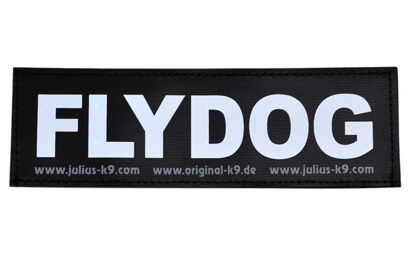 "FLY DOG" Large / Small Harness Labels - Set of 2 Labels / patches - JULIUSK9® CANADA