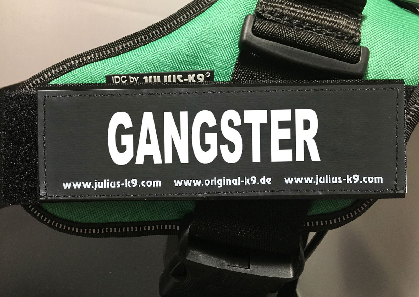 "GANGSTER" Large / Small Harness Labels - Set of 2 Labels / patches - JULIUSK9® CANADA