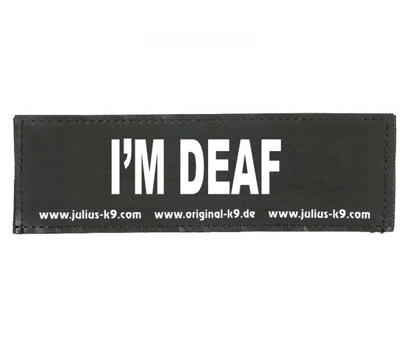 "I'M DEAF" Large / Small Harness Labels - Set of 2 Labels / patches - JULIUSK9® CANADA