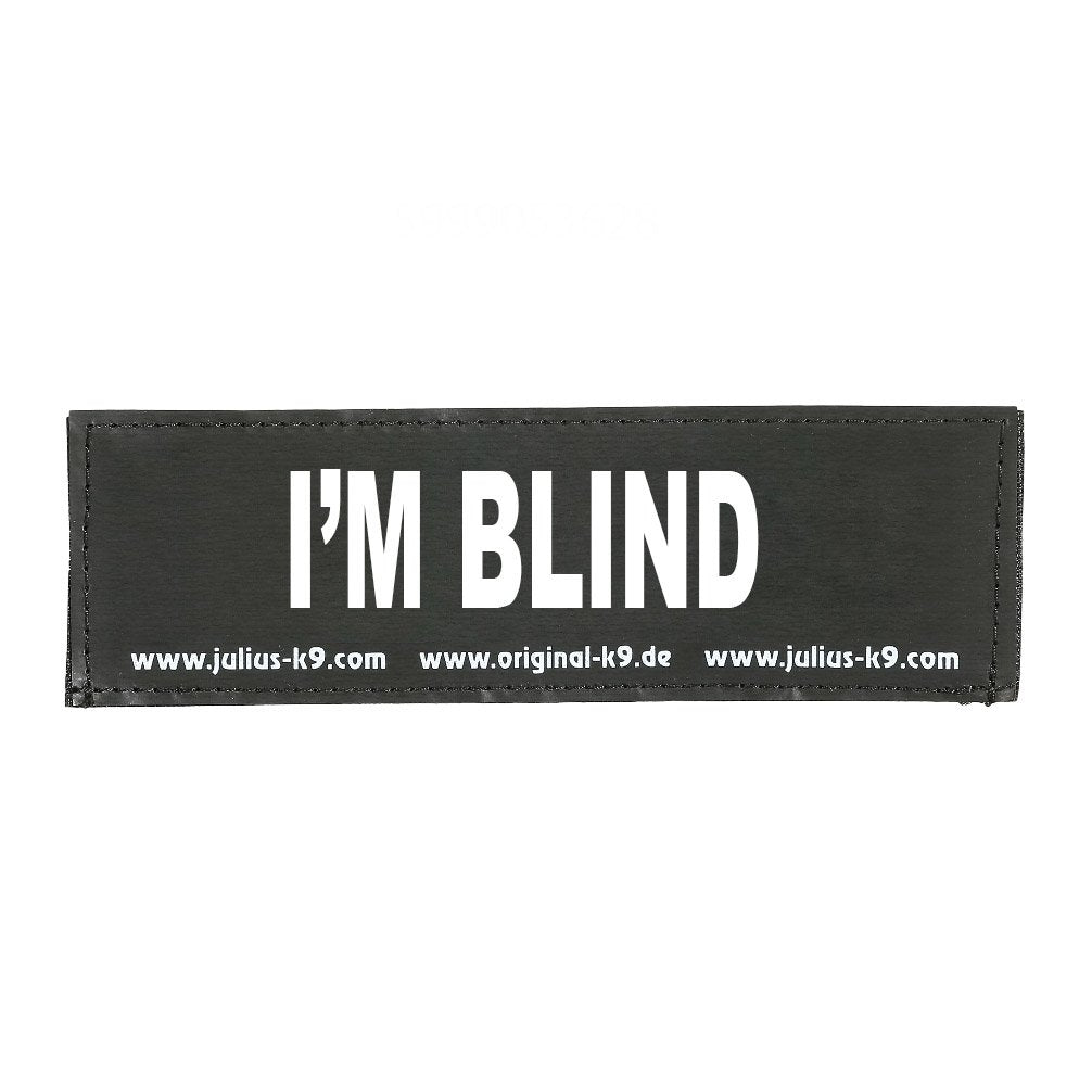 "I'm blind" Large / Small Harness Labels - Set of 2 Labels / patches - JULIUSK9® CANADA
