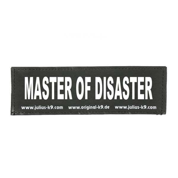 "MASTER OF DISASTER" Large / Small Harness Labels - Set of 2 Labels / patches - JULIUSK9® CANADA