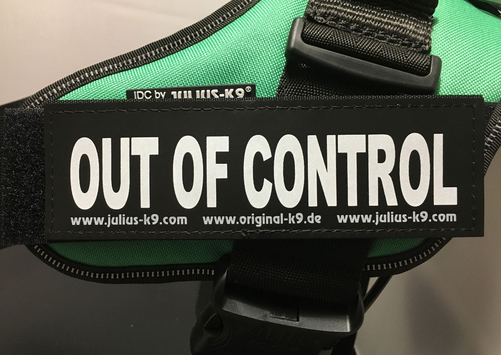 "Out of Control" Large / Small Harness Labels - Set of 2 Labels / patches - JULIUSK9® CANADA