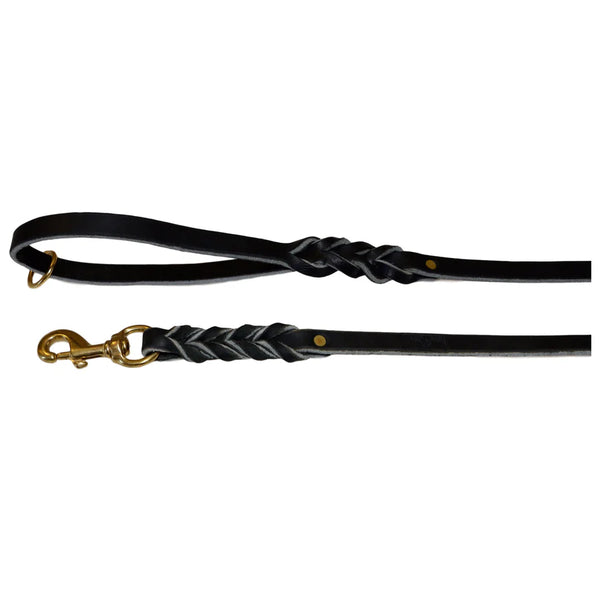 Leather Leashes Braided with Brass Carabiner 1.9M / 6 Foot