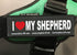 "I lOVE MY SHEPHERD" Large / Small Harness Labels - Set of 2 Labels / patches