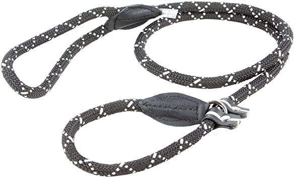 IDC Rope Leash / Training Leash - Black with fluorescent strip -  2 M  / 6.5 foot