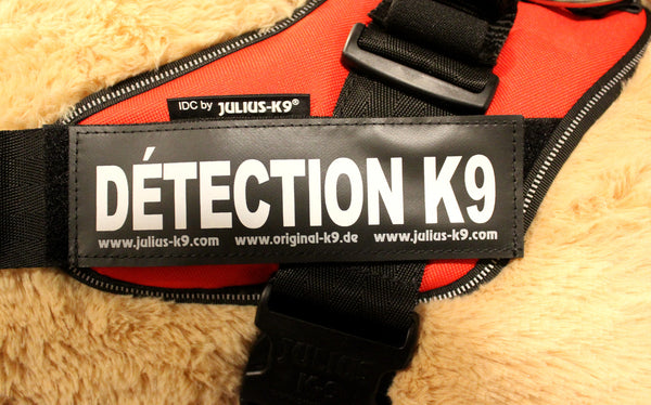 "Détection K9" Large / Small Harness Labels - Set of 2 Labels / patches - JULIUSK9® CANADA