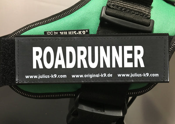 "ROADRUNNER" Large / Small Harness Labels - Set of 2 Labels / patches