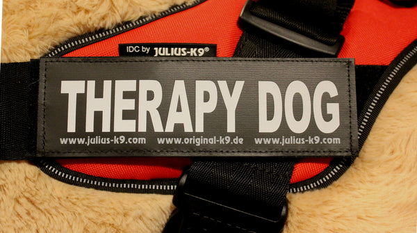 "Therapy Dog" Large Harness Labels - Set of 2 Labels / patches - JULIUSK9® CANADA