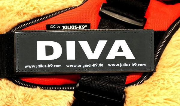 "DIVA" Large / Small Harness Labels - Set of 2 Labels / patches - JULIUSK9® CANADA